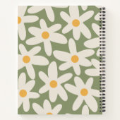 Daisy Time Retro-Blumenmuster Salbei Grün Notizblock (Rückseite)