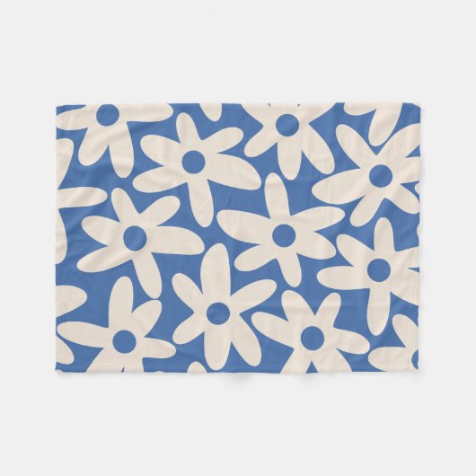 Daisy Time Retro Modernes Abstraktes Muster Fleecedecke (Vorderseite (Horizontal))
