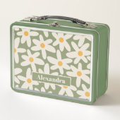 Daisy Time Retro Modernes Muster Metall Brotdose (Vorderseite)