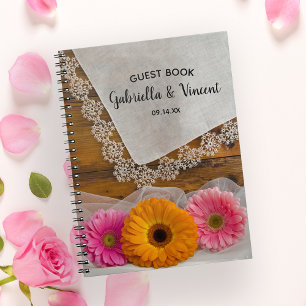 Daisy Trio und Lace Barn Wedding Gästebuch Notizblock