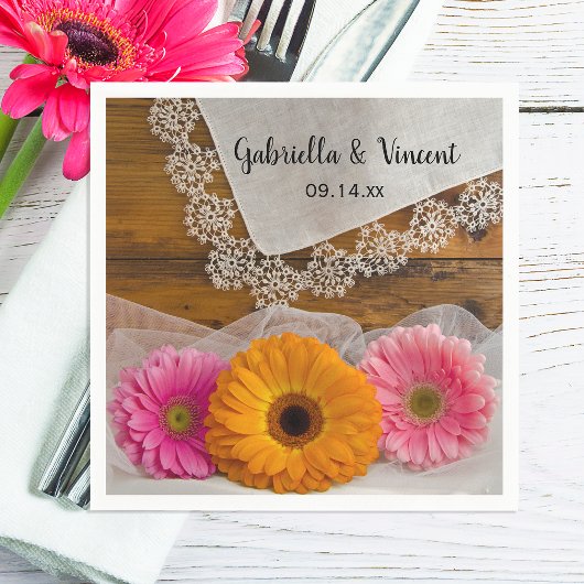 Daisy Trio und Vintag Lace Country Wedding Serviette