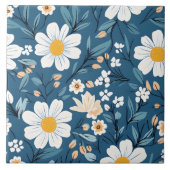 Daisy über Blue Floral Blume Fliese (Vorderseite)