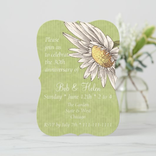 Daisy über grüne Party Einladung (Stehend Vorderseite)