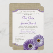 Daisy und Burlap Lavender Lila Einladung (Vorne/Hinten)