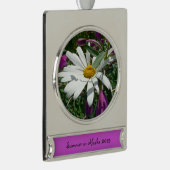 Daisy und Fireweed-Wildblume Banner-Ornament Silber (Rechts)