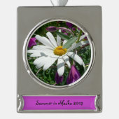 Daisy und Fireweed-Wildblume Banner-Ornament Silber (Vorderseite)
