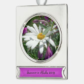 Daisy und Fireweed-Wildblume Banner-Ornament Silber (Links)