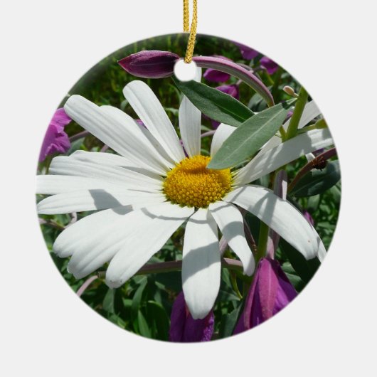 Daisy und Fireweed-Wildblume Keramikornament (Vorne)