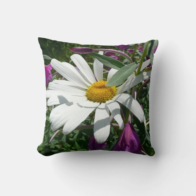 Daisy und Fireweed-Wildblume Kissen (Vorderseite)