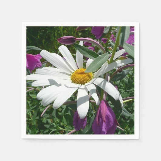 Daisy und Fireweed-Wildblume Serviette (Vorderseite)