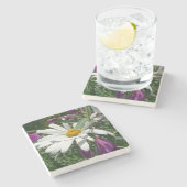 Daisy und Fireweed-Wildblume Steinuntersetzer (Seitenansicht)