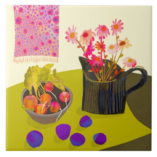 Daisy und Radish Kitchen Trivet Fliese (Vorderseite)