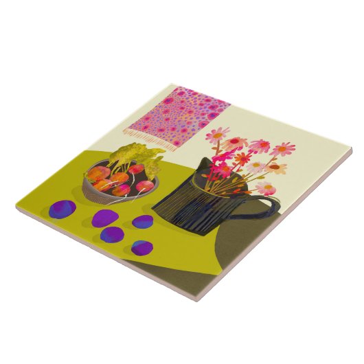 Daisy und Radish Kitchen Trivet Fliese (Seite)