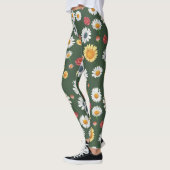 Daisy und Sonnenblume Blumen Nahtloses Muster Leggings (Links)