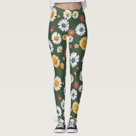 Daisy und Sonnenblume Blumen Nahtloses Muster Leggings