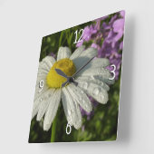 Daisy und Summer Lilac Wildblume Quadratische Wanduhr (Winkel)