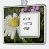 Daisy und Summer Lilac Wildblume Rahmen-Ornament Silber (Links)