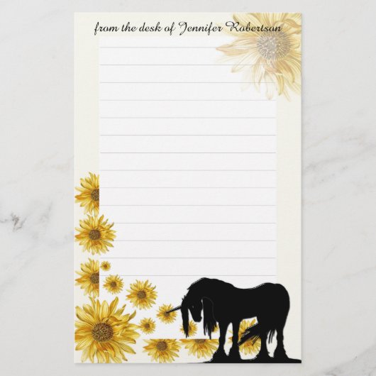 Daisy Unicorn Stationery mit Linien Briefpapier (Vorderseite)