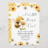 Daisy Unsere kleine Honigbiene 1. Geburtstag Sonne Einladung (Vorne/Hinten)