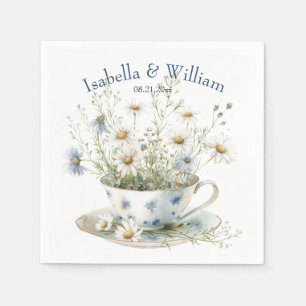 Daisy & verblasste Blue Denim Blume für Teacup Cus Serviette