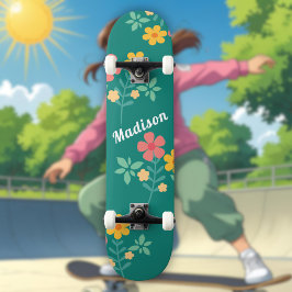 Daisy Vintag Bouquet-Muster auf der Green Skateboa Skateboard