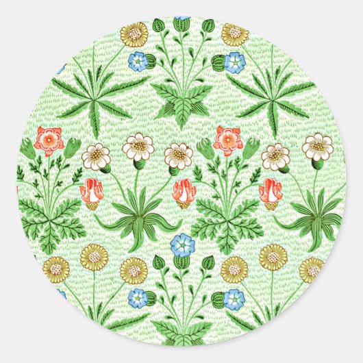 Daisy, Vintages William Morris-Muster, Runder Aufkleber (Vorderseite)
