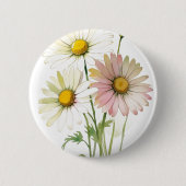 Daisy Watercolor Blume Moderne Beruflich Button (Vorderseite)