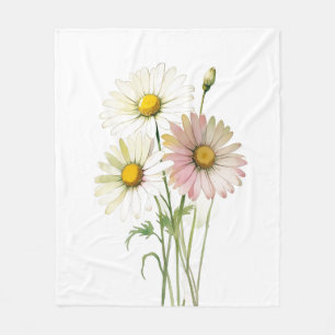 Daisy Watercolor Blume Moderne Beruflich Fleecedecke