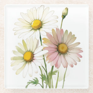 Daisy Watercolor Blume Moderne Beruflich Glasuntersetzer