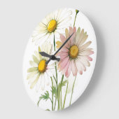 Daisy Watercolor Blume Moderne Beruflich Große Wanduhr (Winkel)