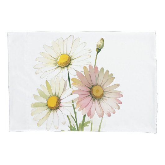 Daisy Watercolor Blume Moderne Beruflich Kissenbezug (Vorderseite)