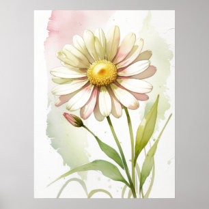 Daisy Watercolor Blume Moderne Beruflich Poster