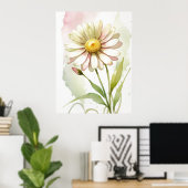 Daisy Watercolor Blume Moderne Beruflich Poster (Heimbüro)