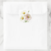 Daisy Watercolor Blume Moderne Beruflich Quadratischer Aufkleber (Tasche)