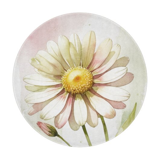 Daisy Watercolor Blume Moderne Beruflich Schneidebrett (Vorderseite)