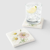 Daisy Watercolor Blume Moderne Beruflich Steinuntersetzer (Seitenansicht)