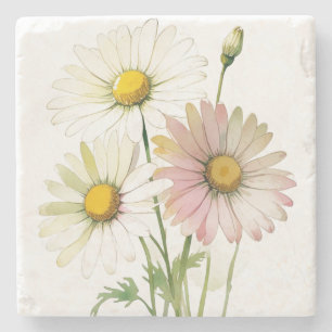 Daisy Watercolor Blume Moderne Beruflich Steinuntersetzer