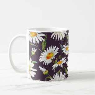 Daisy Watercolor: Dunkle Blüte nahtlos Kaffeetasse