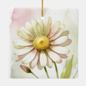 Daisy Watercolor Flower Modern Professional Keramikornament (Rückseite)
