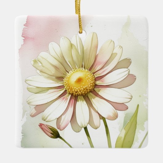 Daisy Watercolor Flower Modern Professional Keramikornament (Vorderseite)
