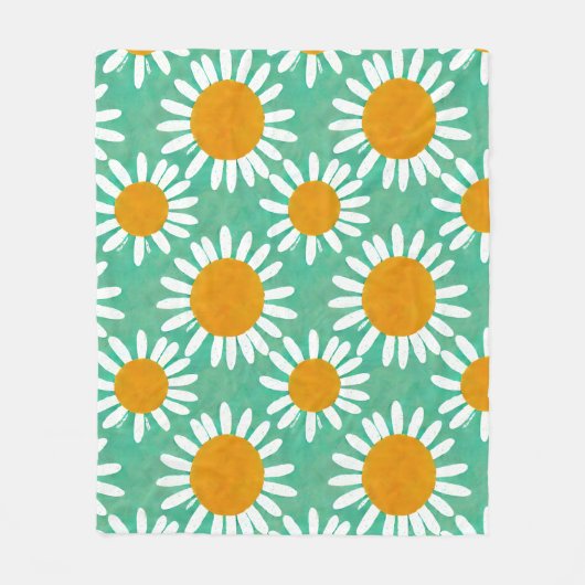 Daisy Watercolor Folk Art Inspiriert Fleecedecke (Vorderseite)