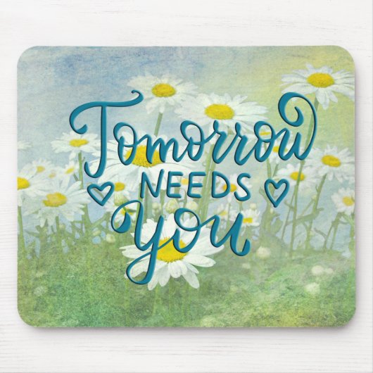 Daisy Watercolor mit Quote Mouse Pad Mousepad (Vorne)