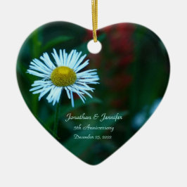 Daisy Wedding Anniversary Heart Shaped Keramikornament