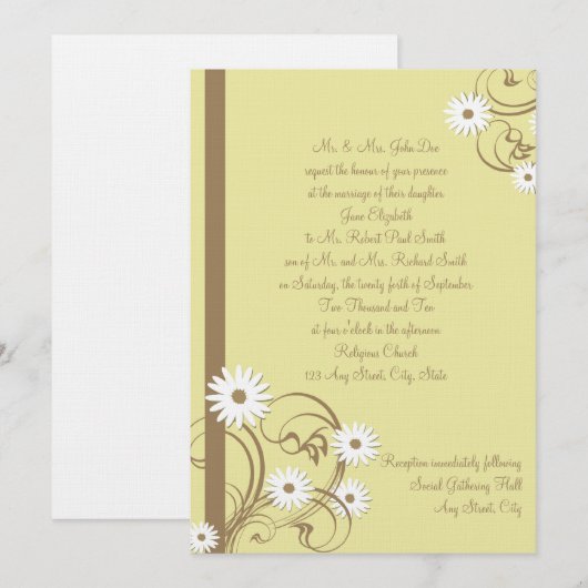 Daisy Wedding Einladung (Vorne/Hinten)