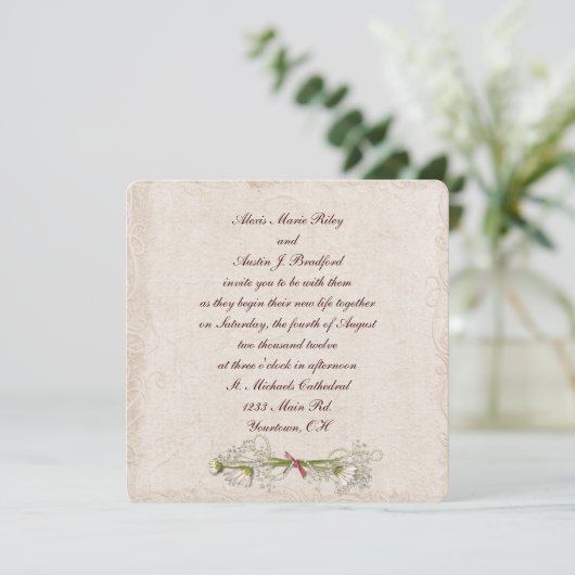 Daisy Wedding Elegance Einladung (Stehend Vorderseite)