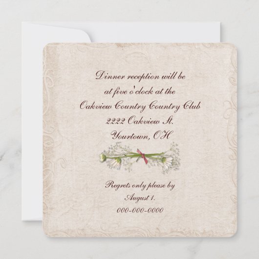 Daisy Wedding Elegance Einladung (Rückseite)