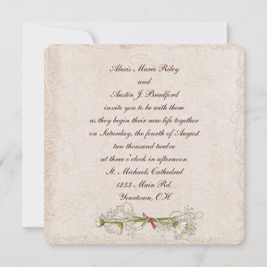 Daisy Wedding Elegance Einladung (Vorderseite)