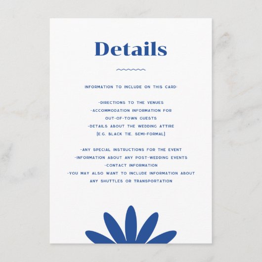 Daisy Wedding Enclosure Card Begleitkarte (Vorderseite)