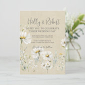 Daisy Wedding Foto QR-Code Einladung (Stehend Vorderseite)