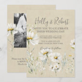Daisy Wedding Foto QR-Code Einladung (Vorne/Hinten)